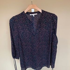 Collective Concepts Navy top w/ Mauve & Mint Dots